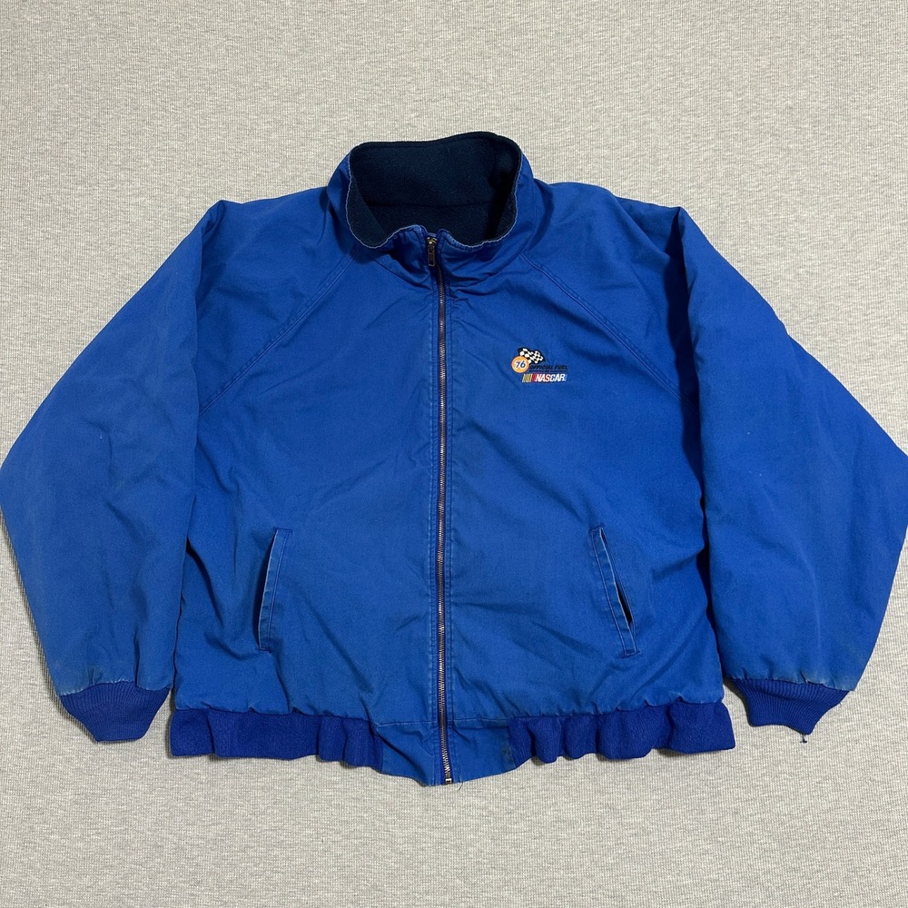 Red Kap NASCAR 76 Official Fuel Bomber Jacket-RG Fleece Lined Blue Size XL